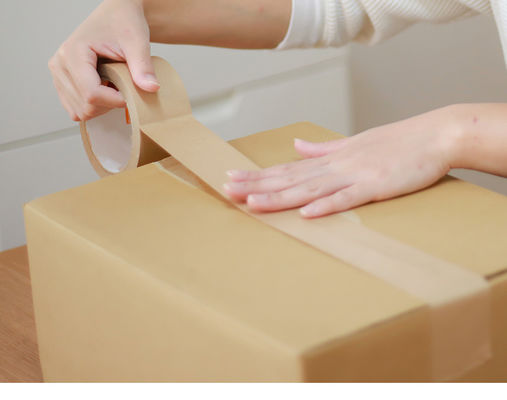 เทปยางกาว Kraft สีน้ําตาลที่เป็นมิตรต่อสิ่งแวดล้อม